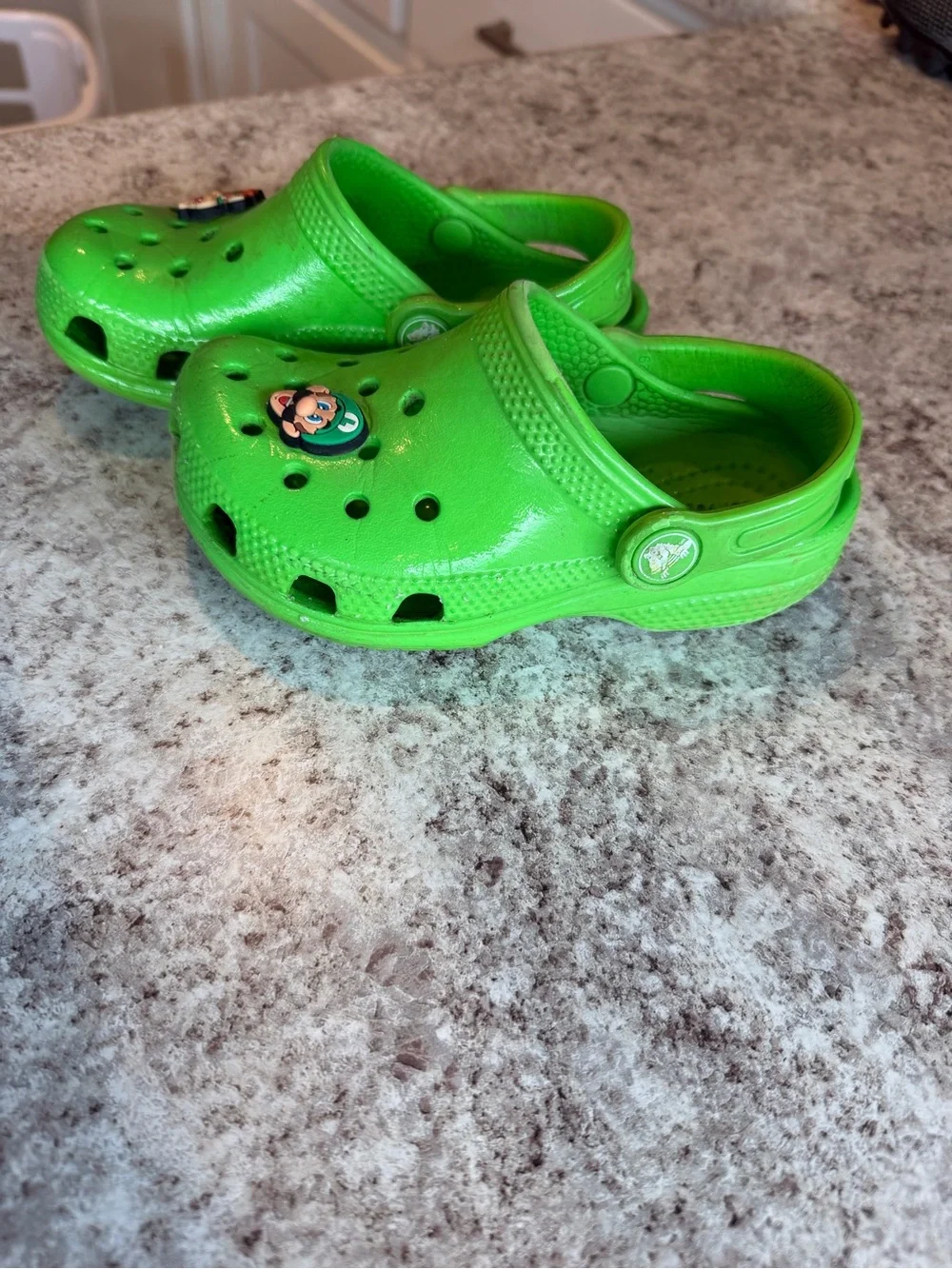 Crocs Classic Clogs Lime Green with Super Mario Jibbitz - Toddler Size 9 (C9)